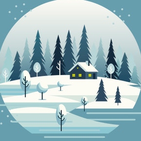 cottage in deep snow