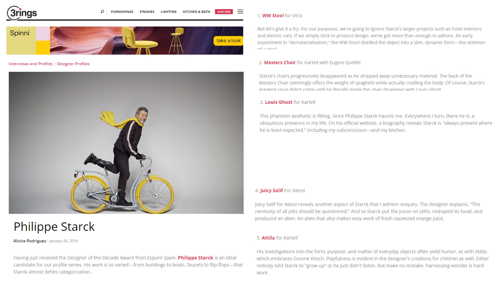 3rings post about Philippe Starck