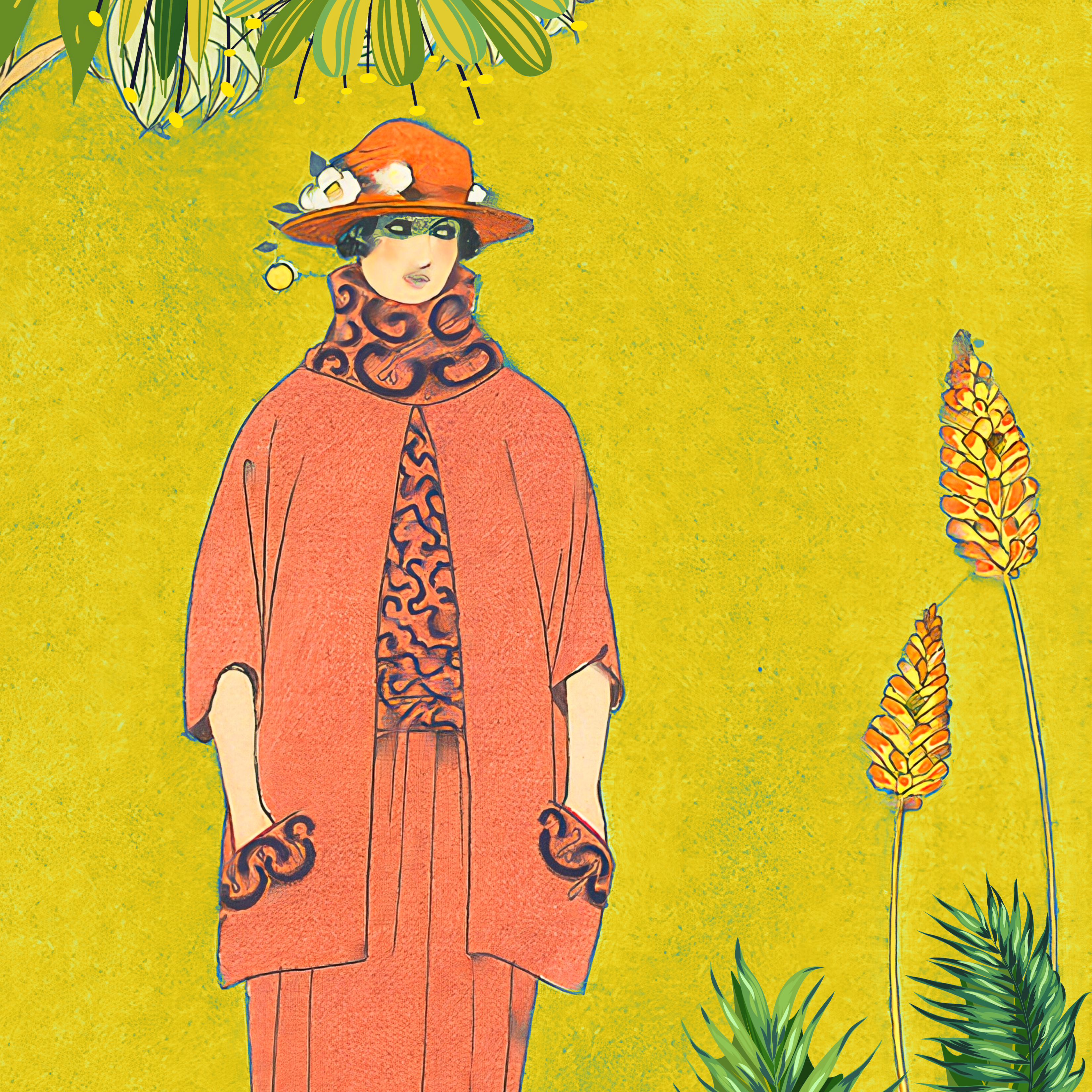 woman looking at flowers